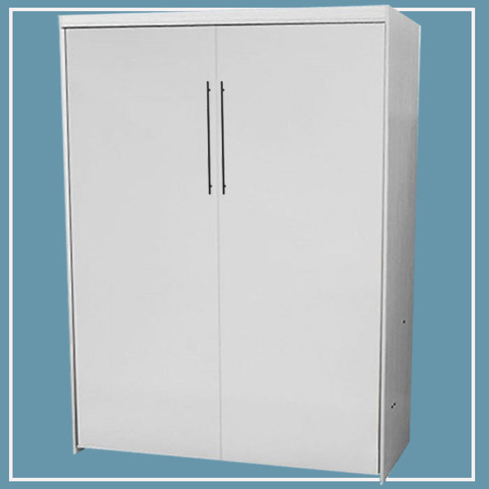 Flat Face Murphy Bed Vertical Queen Melamine Classic White Discounted (VQMEL100-CW)