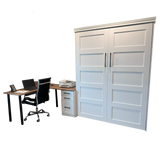 Vertical Queen Oak Painted White Wood Lake View Face - V122 Workstation Package