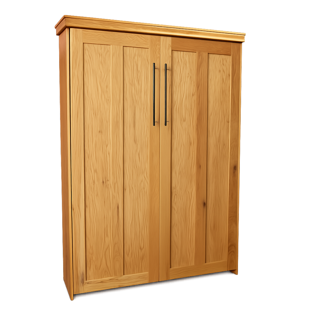 Contemporary Face Murphy Bed Vertical Queen Oak Golden Oak Stain Discounted (VQ107-O-GO)