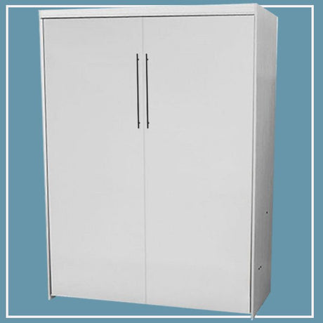 Flat Face Murphy Bed Vertical Queen Melamine Classic White Discounted (VQMEL100 - CW) - Meridian Closets