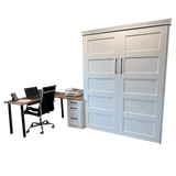 Vertical Queen Oak Painted White Wood Lake View Face - V122 Workstation Package - Meridian Closets