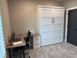 Vertical Queen Oak Painted White Wood Lake View Face - V122 Workstation Package - Meridian Closets