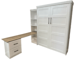 Vertical Queen Oak Painted White Wood Lake View Face - V122 Workstation Package B - Meridian Closets