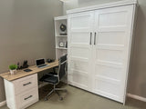 Vertical Queen Oak Painted White Wood Lake View Face - V122 Workstation Package B - Meridian Closets