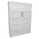 Lake View Face Murphy Bed Vertical Queen Oak Painted White Discounted (VQ122-O-PW)